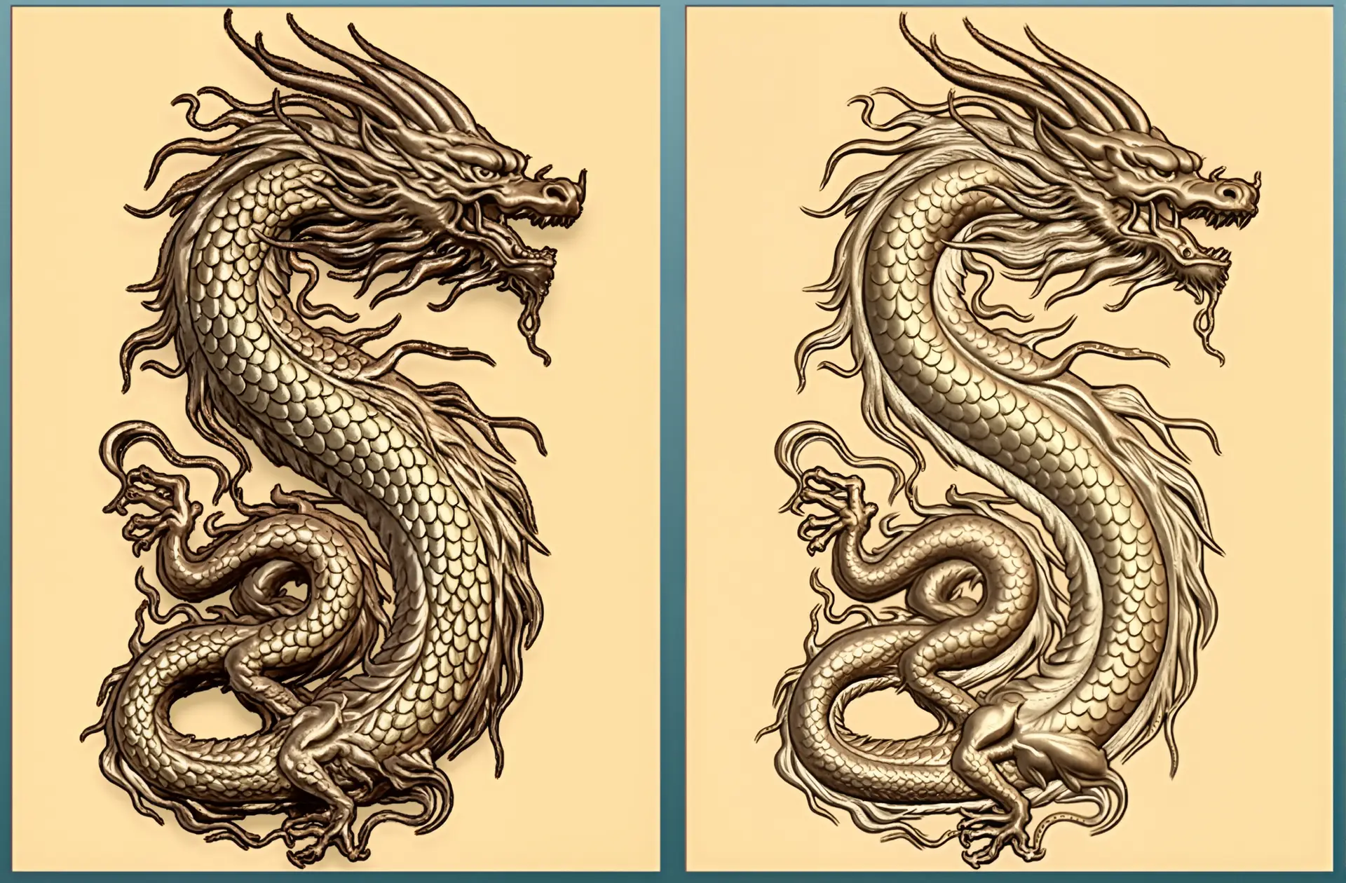 深浮雕神兽对比